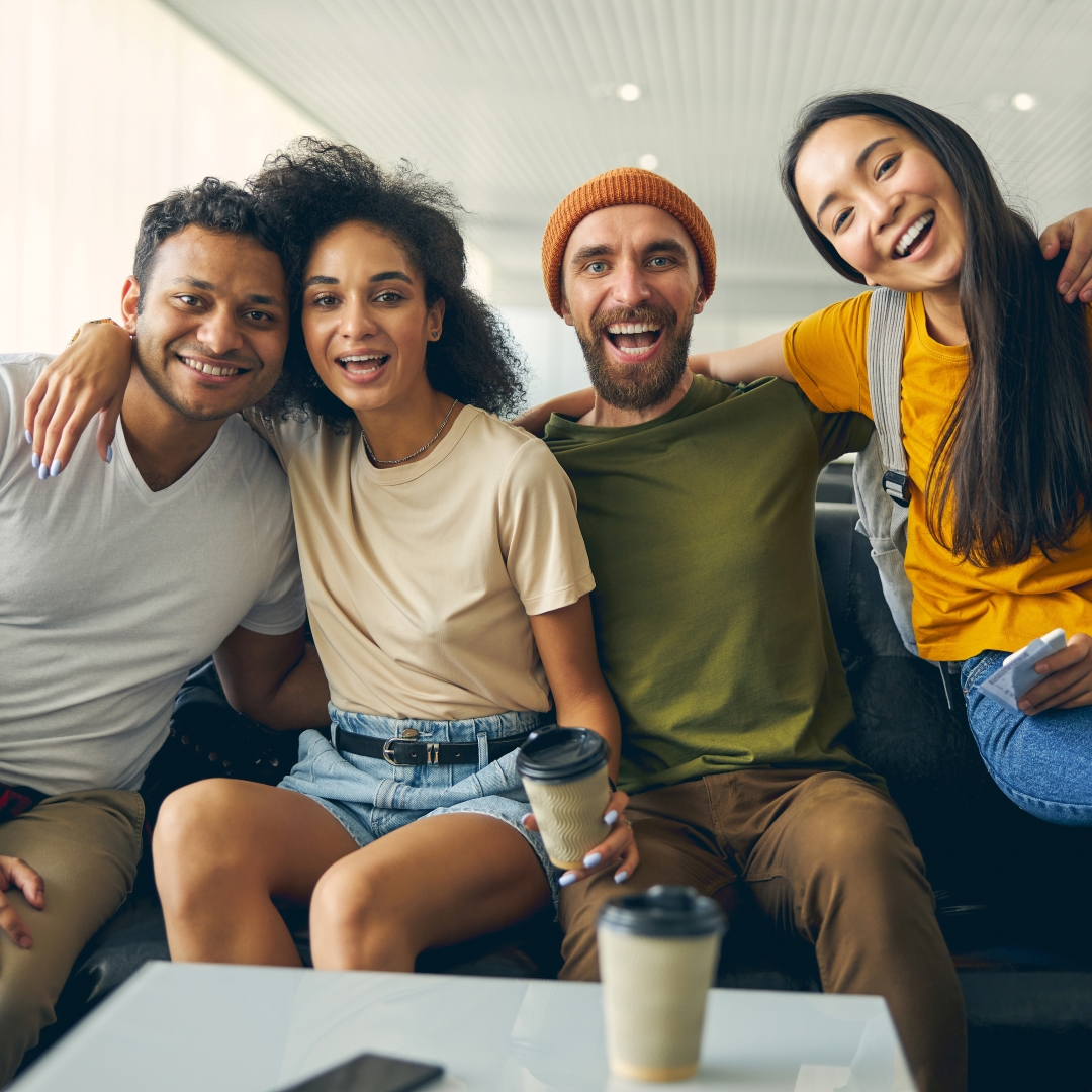 Friends smiling together